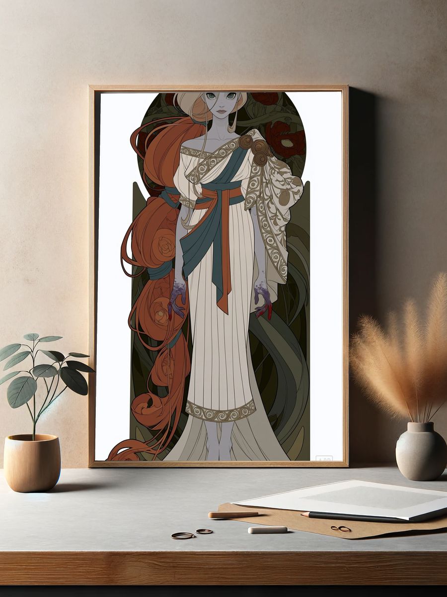 Art Nouveau Goddess Illustration Poster. — room view 2