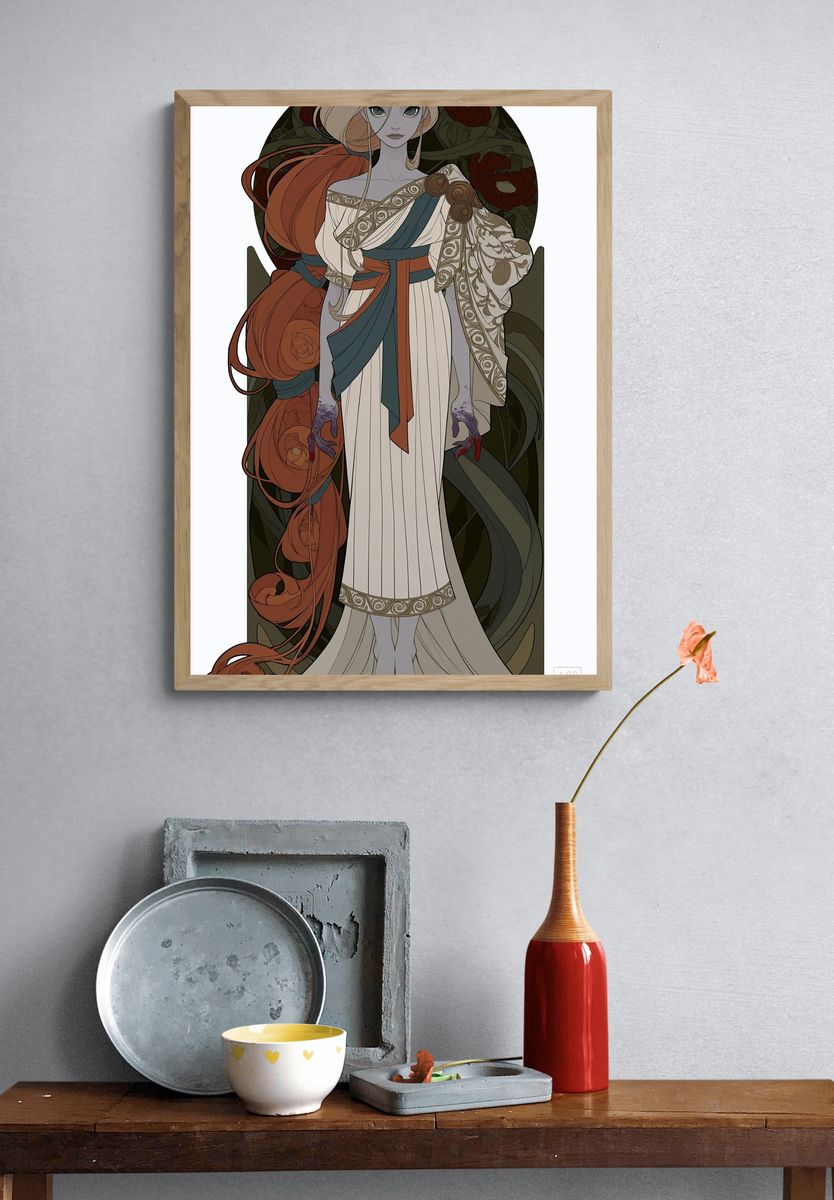 Art Nouveau Goddess Illustration Poster. — room view 3