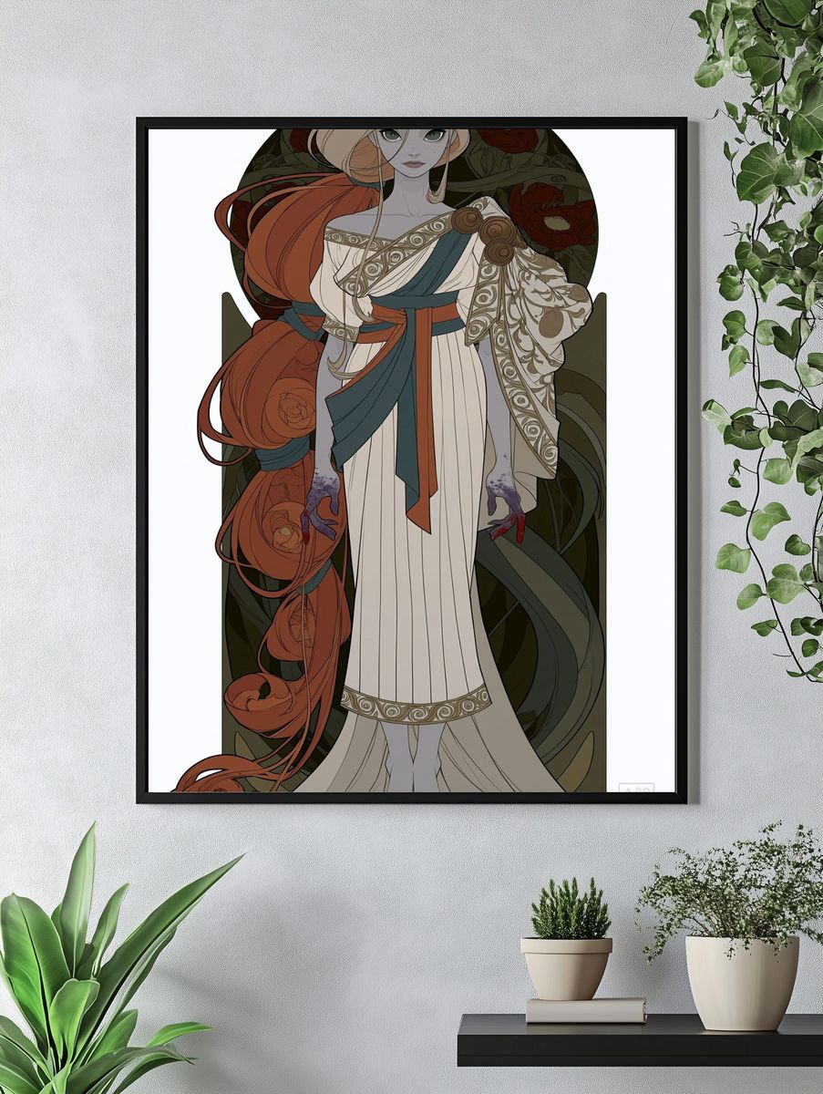 Art Nouveau Goddess Illustration Poster. — room view 4
