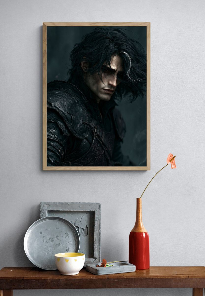 Dark Fantasy Warrior Portrait Print. — room view 3