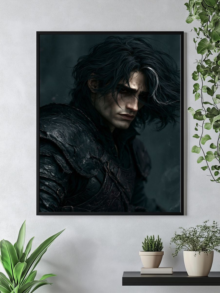 Dark Fantasy Warrior Portrait Print. — room view 4