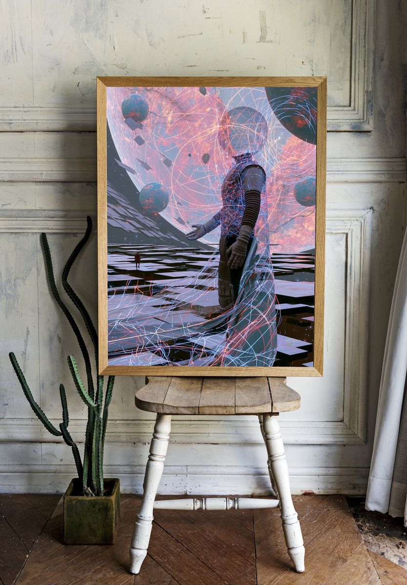 Cosmic Figure Surrealism Poster. — room view 1