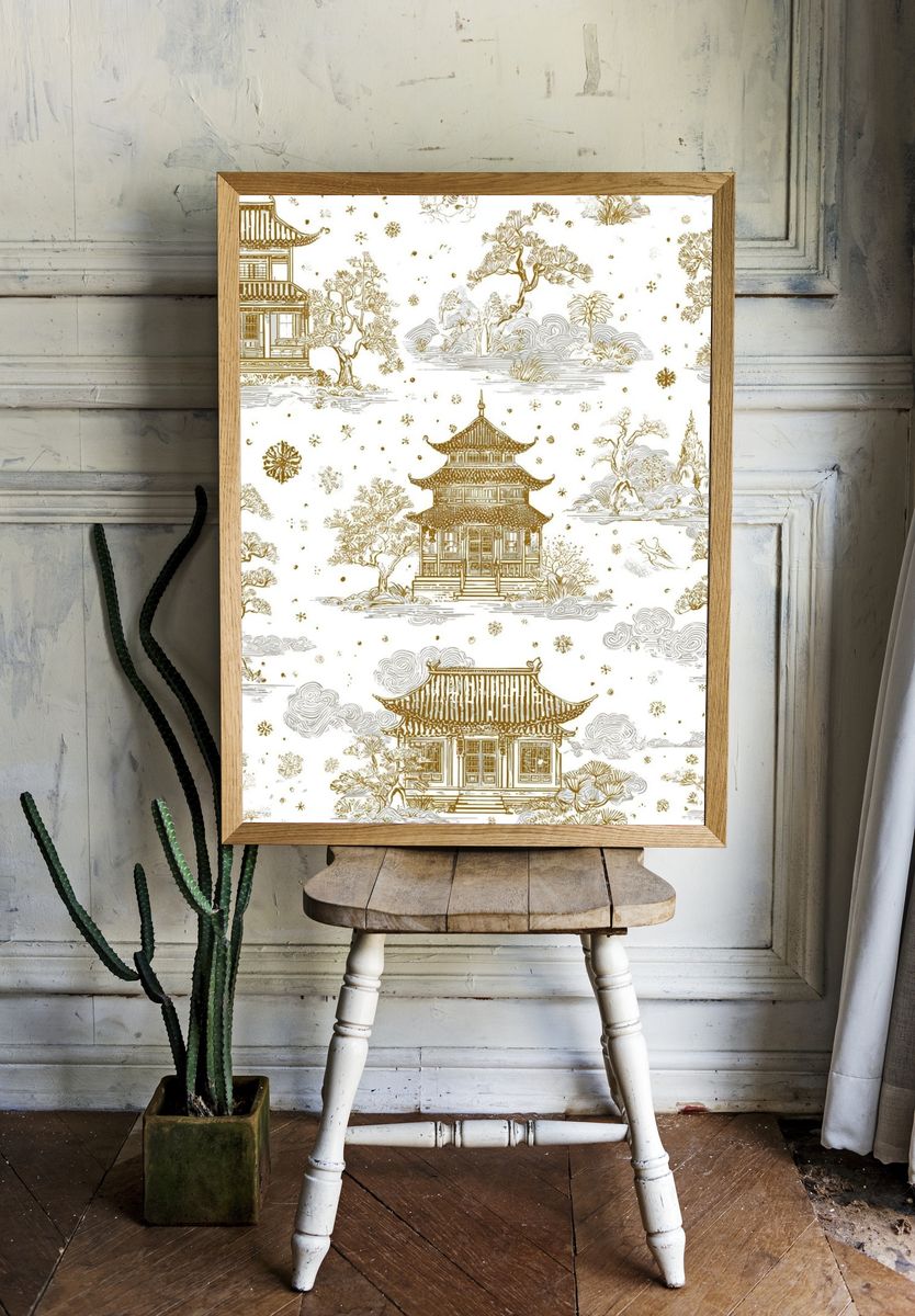 Japanese Pagoda Toile Print. — room view 1