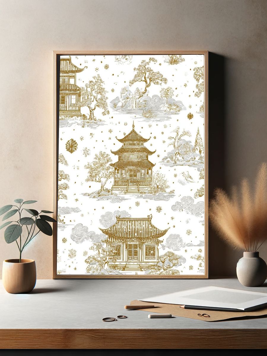 Japanese Pagoda Toile Print. — room view 2