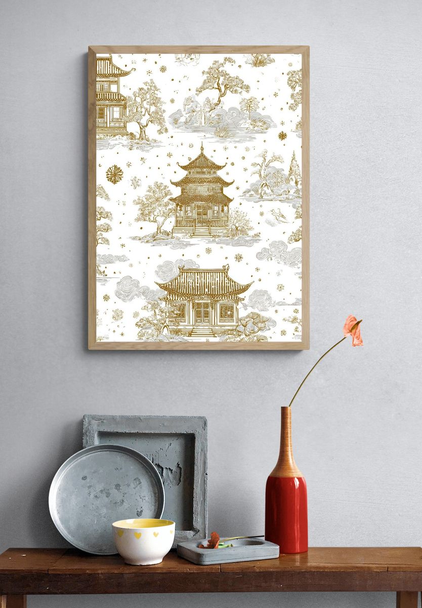 Japanese Pagoda Toile Print. — room view 3