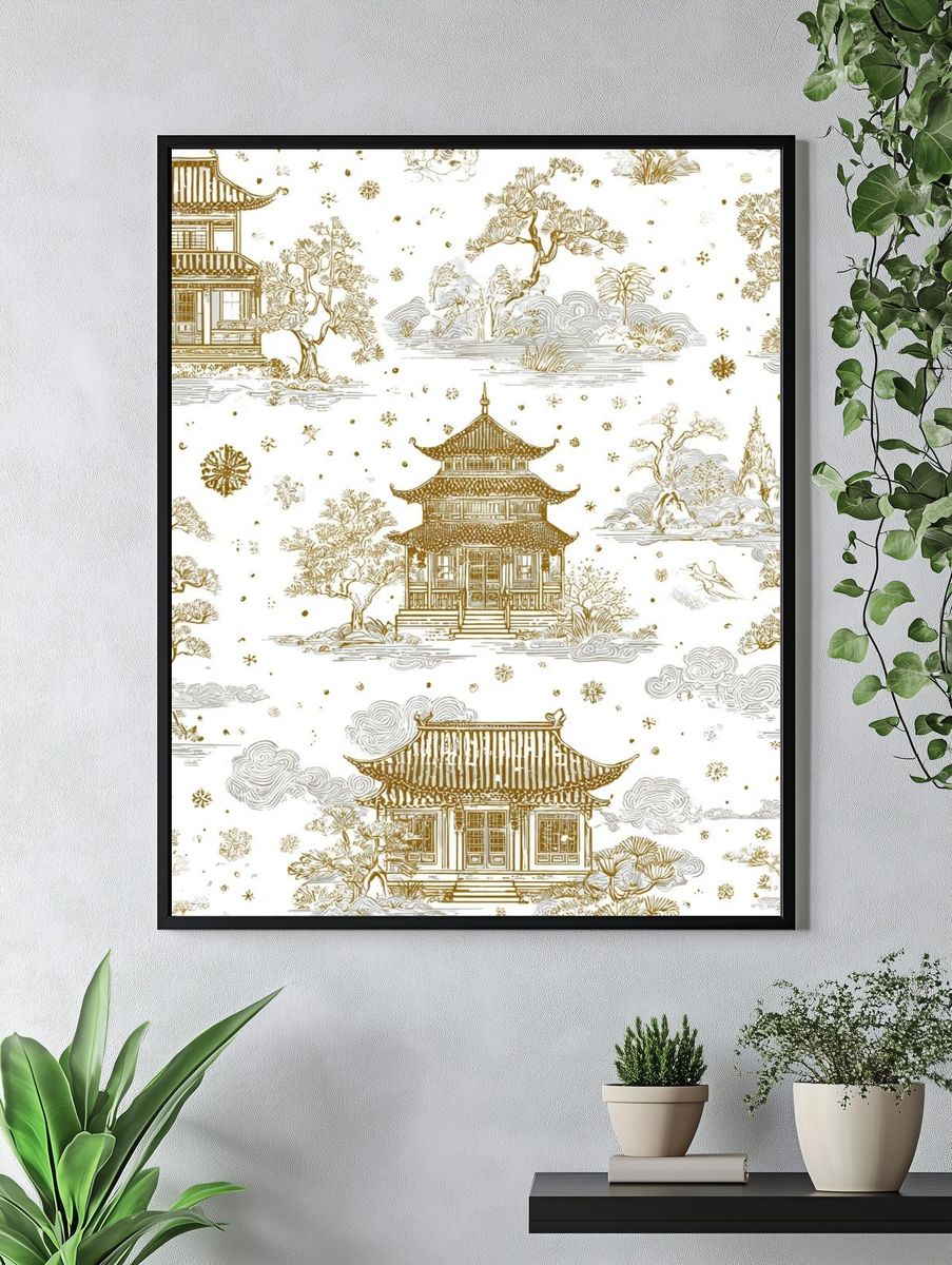 Japanese Pagoda Toile Print. — room view 4