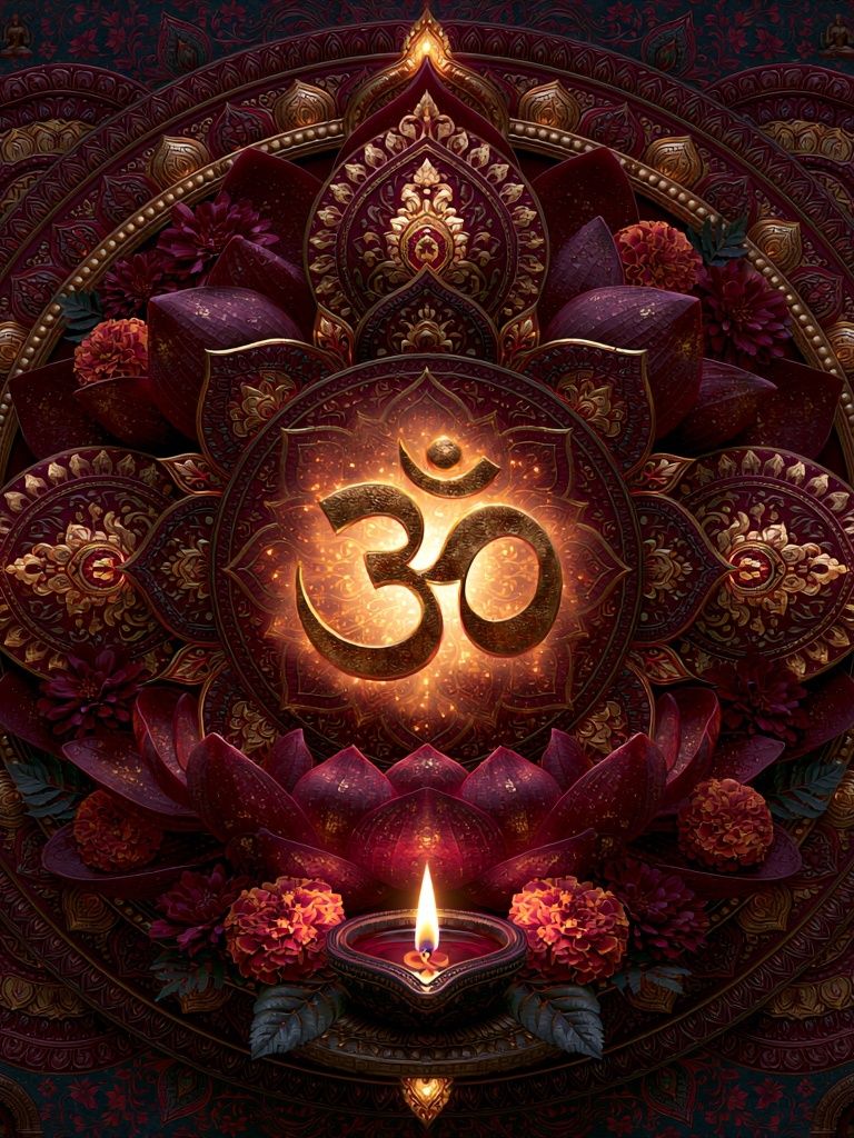 Om Lotus Mandala Typography Poster. poster detail