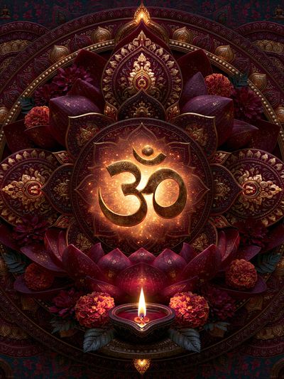 Om Lotus Mandala Typography Poster. poster