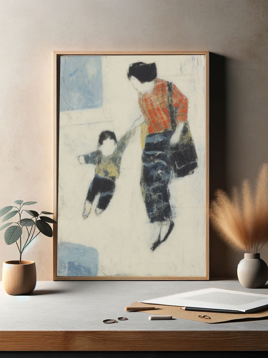 Mother and Child Illustration Poster. — room view 2