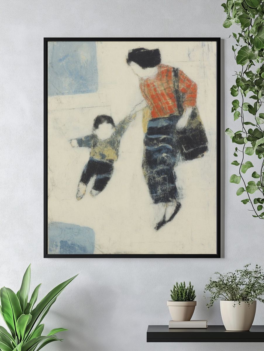 Mother and Child Illustration Poster. — room view 4