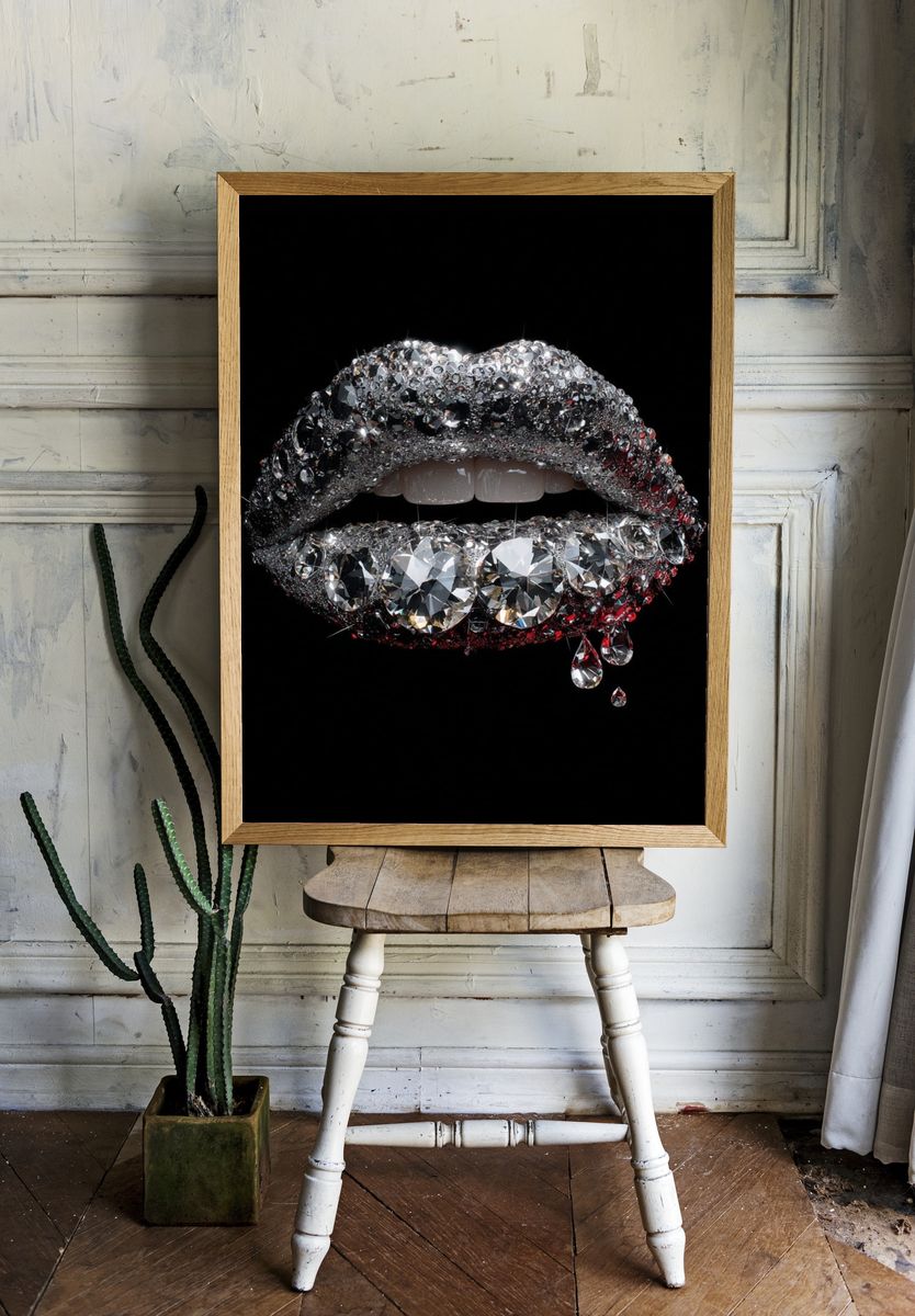 Crystal Lips Surrealism Print. — room view 1