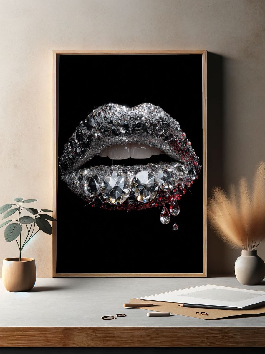 Crystal Lips Surrealism Print. — room view 2