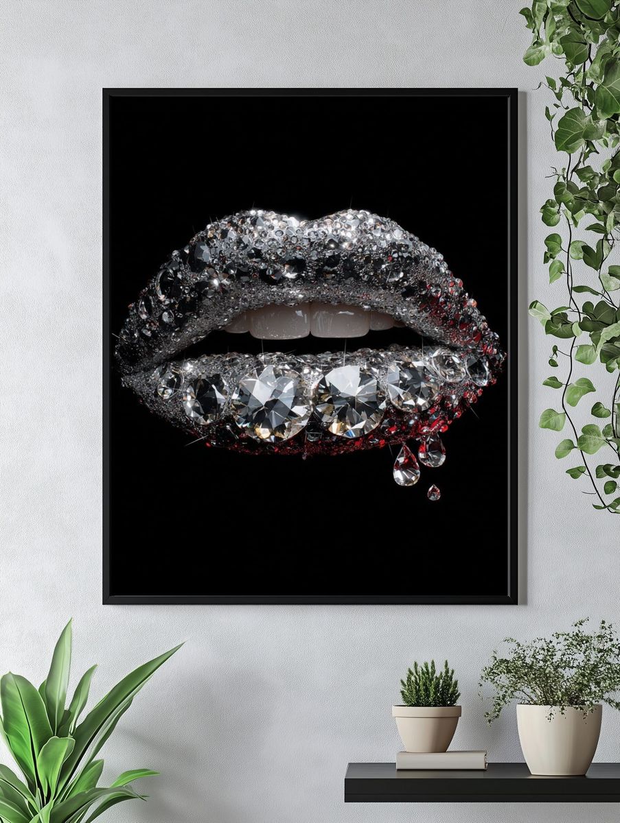 Crystal Lips Surrealism Print. — room view 4