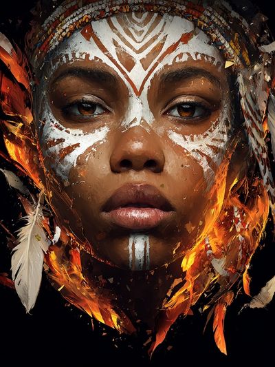 Tribal Fire Portrait Print. poster print
