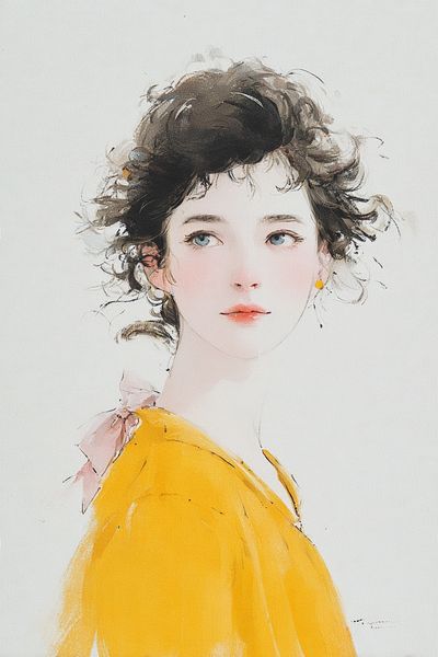 Portrait of a Young Woman — Illustration Print. poster print