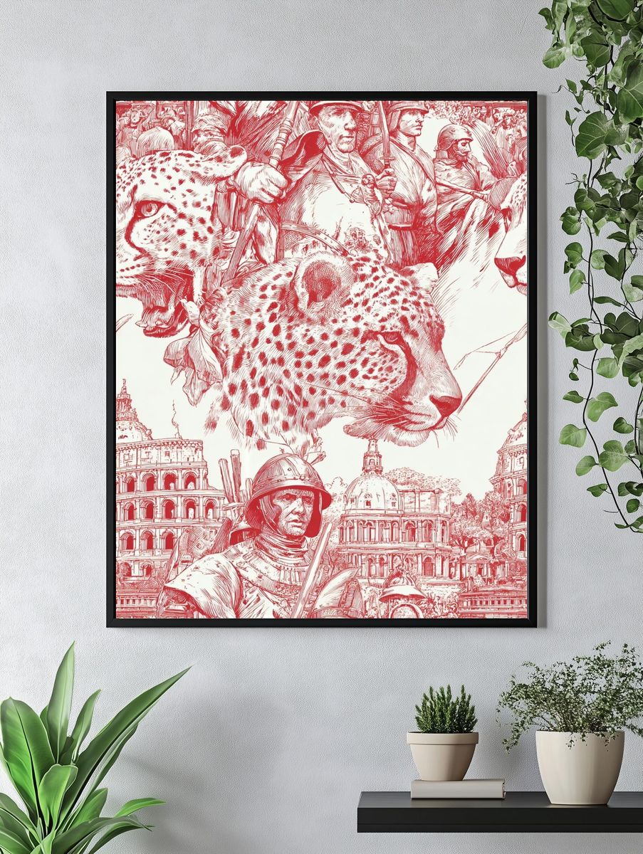 Leopard and Gladiators — Illustration Print. — room view 4