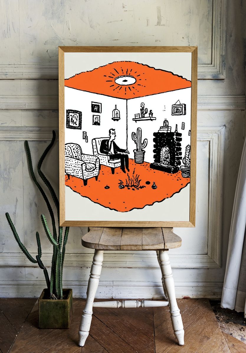 Cozy Living Room — Illustration Print. — room view 1