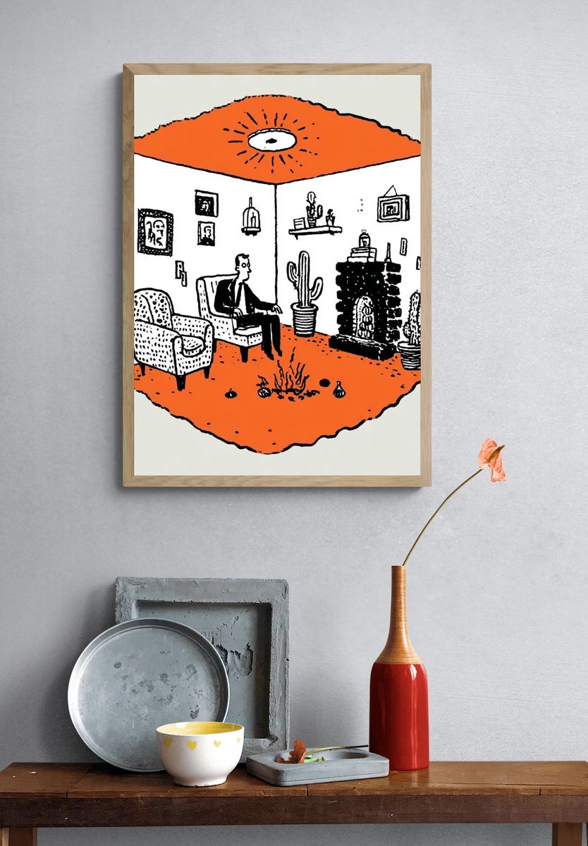 Cozy Living Room — Illustration Print. — room view 3