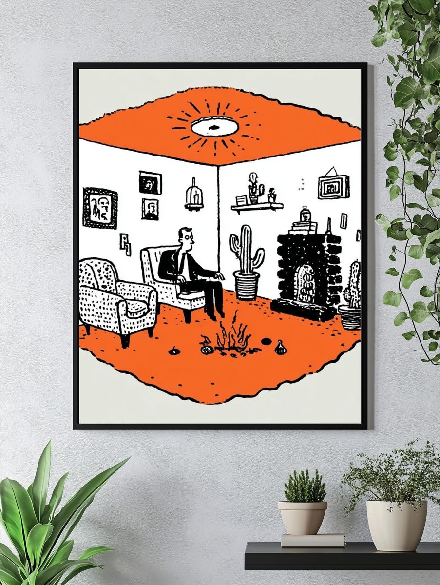 Cozy Living Room — Illustration Print. — room view 4