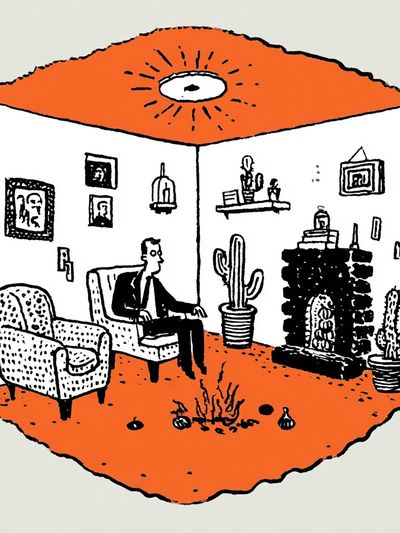 Cozy Living Room — Illustration Print. poster