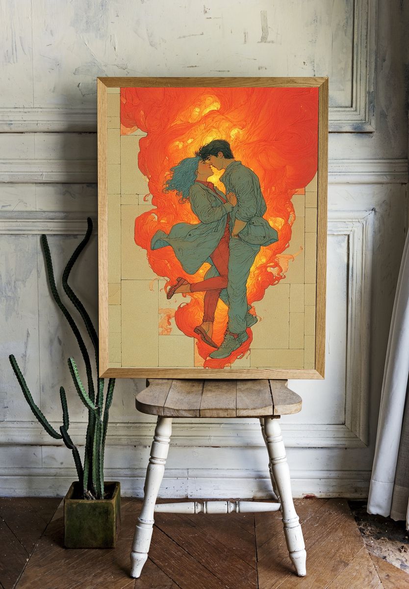 Passionate Embrace — Illustration Print. — room view 1