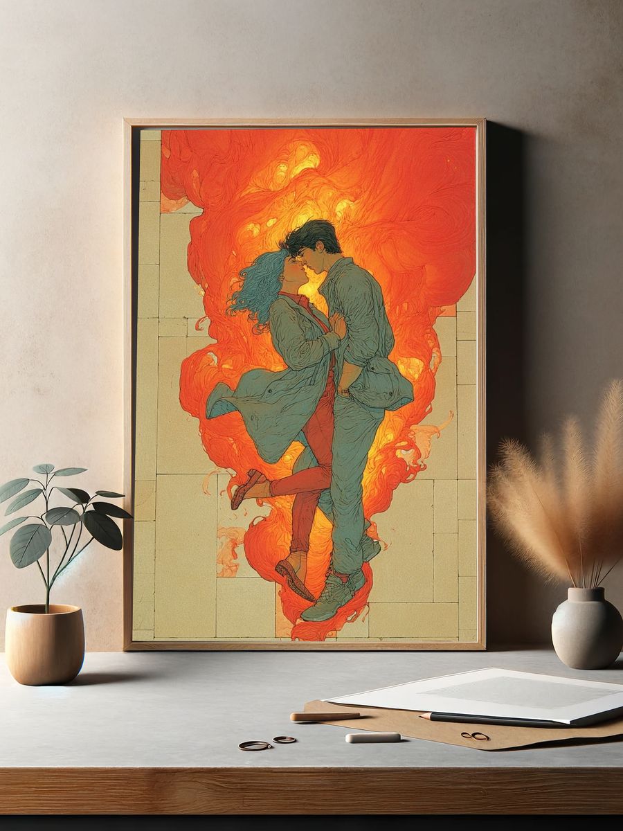 Passionate Embrace — Illustration Print. — room view 2