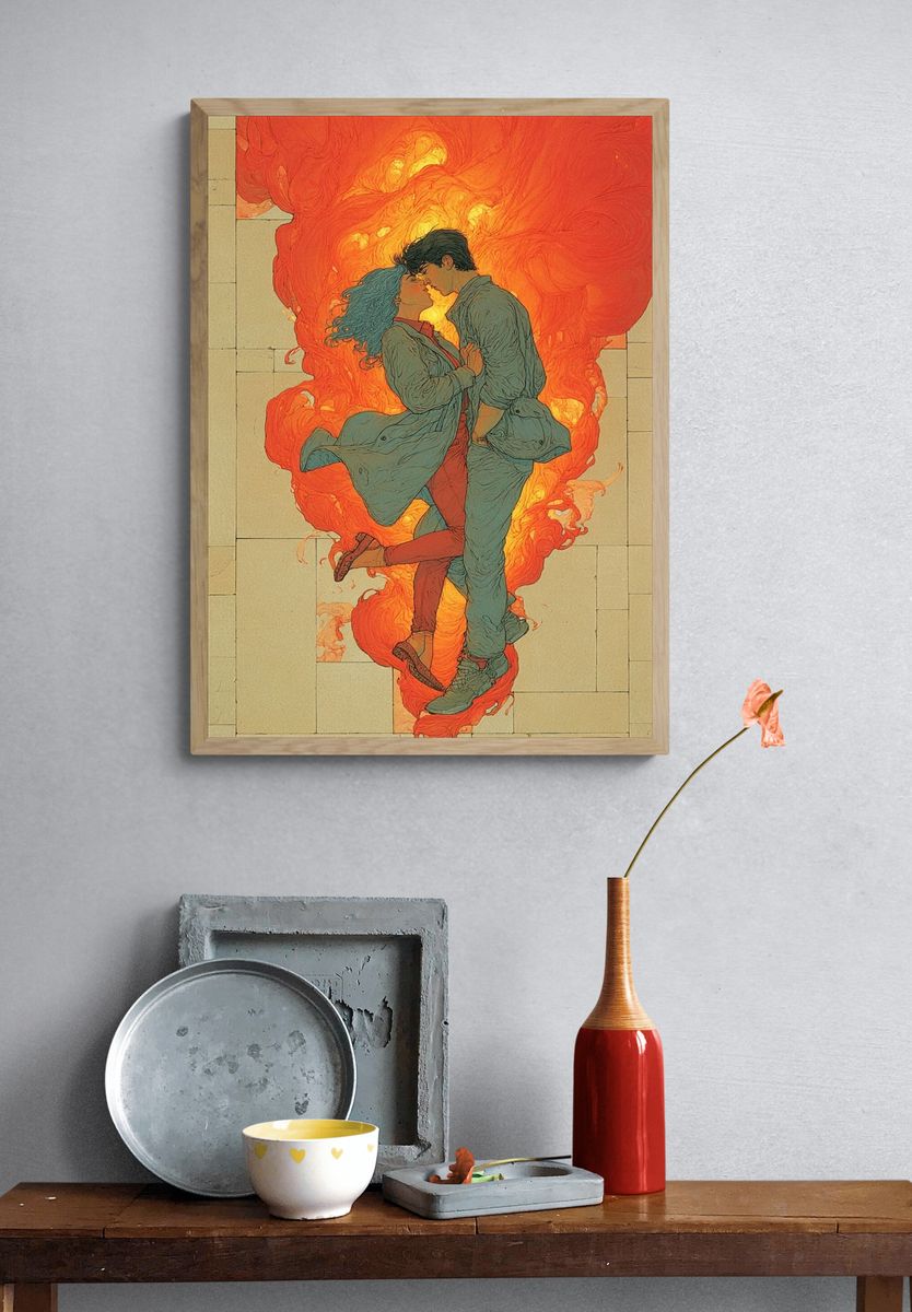 Passionate Embrace — Illustration Print. — room view 3