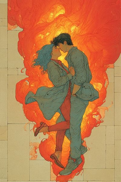 Passionate Embrace — Illustration Print. poster