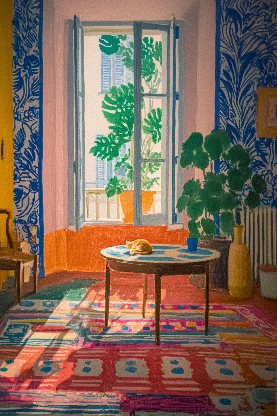 Cozy Living Room — Watercolor Print. poster detail