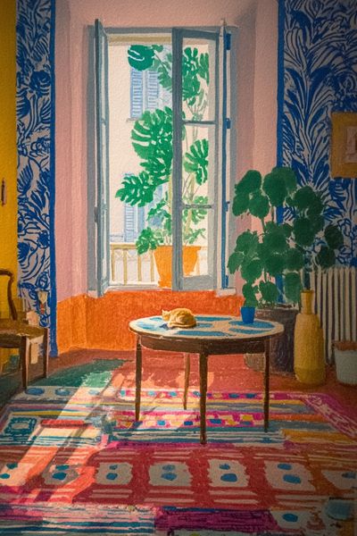 Cozy Living Room — Watercolor Print. poster