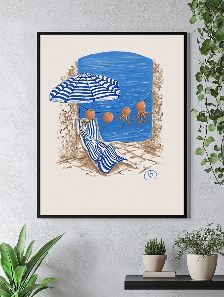 Beachside Relaxation — Illustration Print. — room view 4