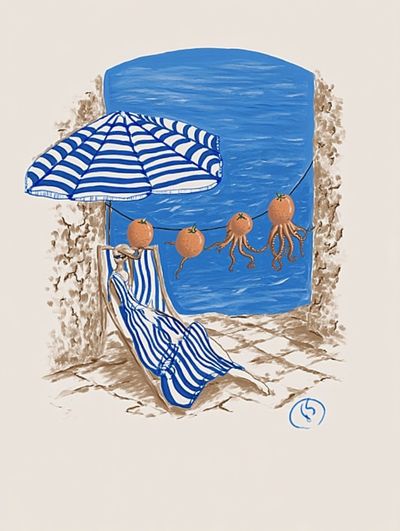 Beachside Relaxation — Illustration Print. poster print