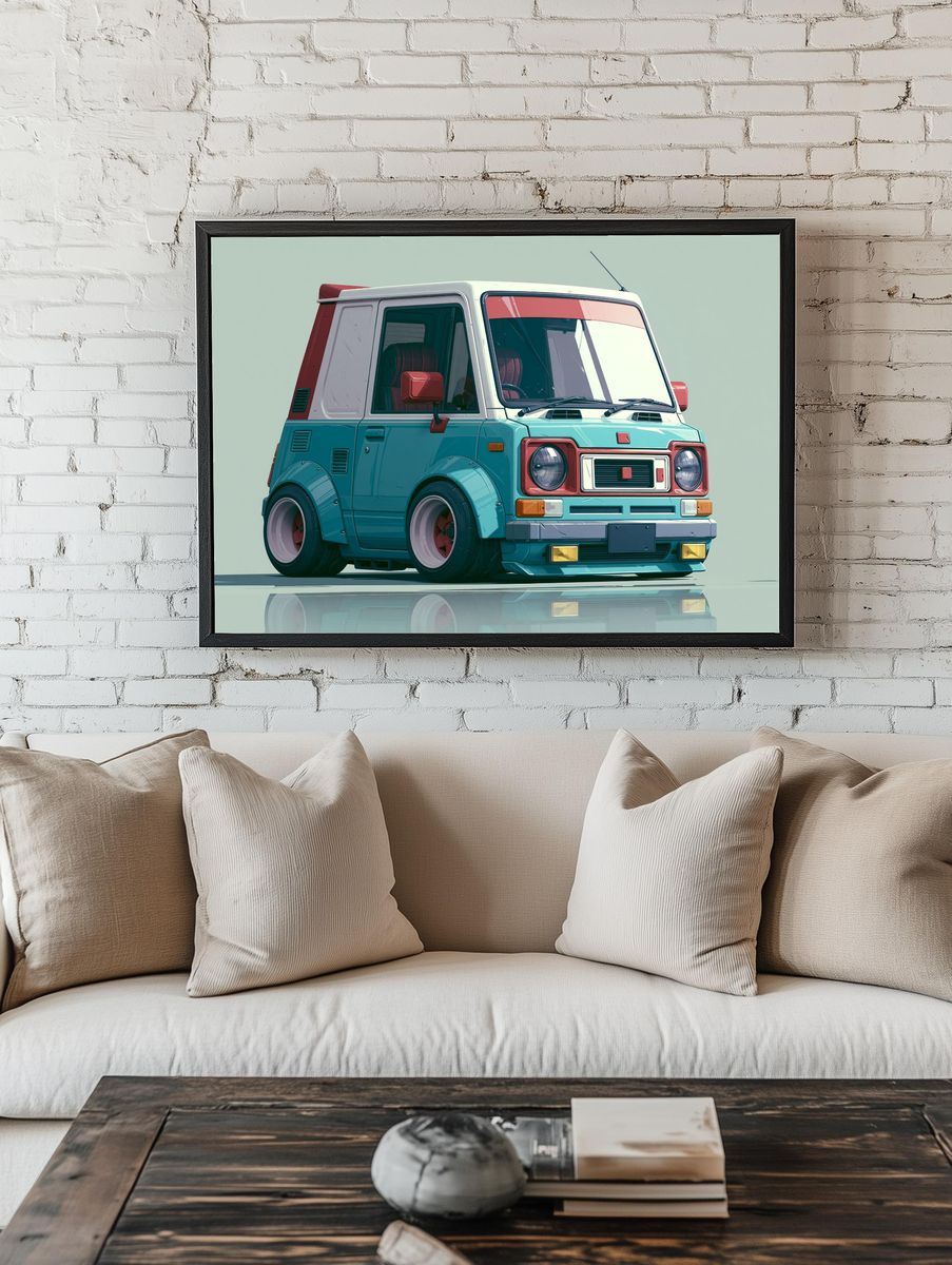 Retro Van Illustration Poster. — room view 1