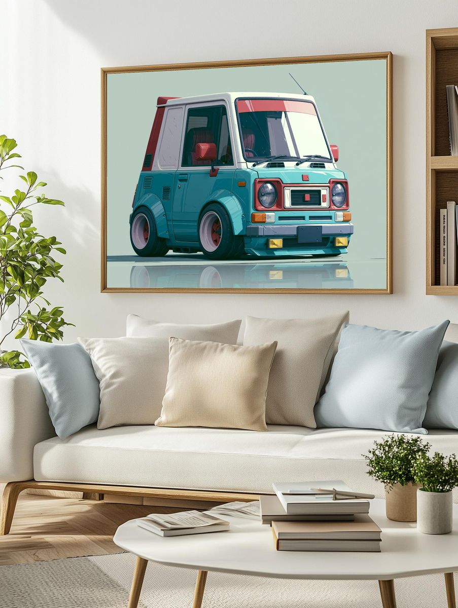 Retro Van Illustration Poster. — room view 2
