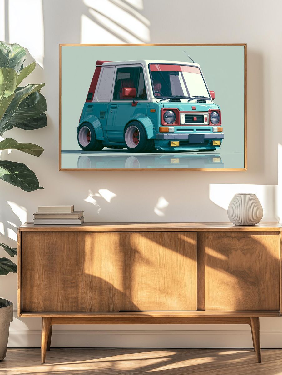 Retro Van Illustration Poster. — room view 3