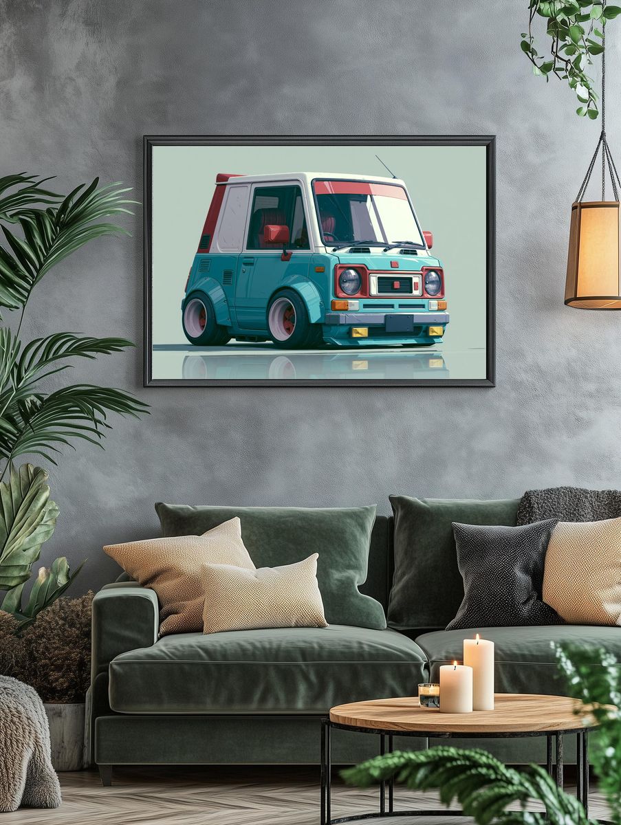 Retro Van Illustration Poster. — room view 4
