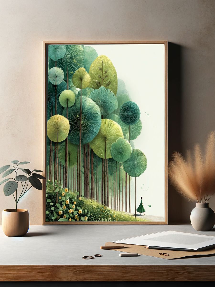 Whimsical Forest Walk — Illustration Print. — room view 2