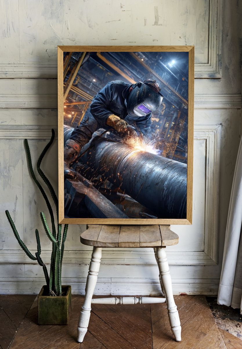 Industrial Welder Action Poster. — room view 1