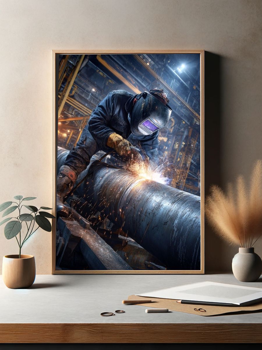 Industrial Welder Action Poster. — room view 2