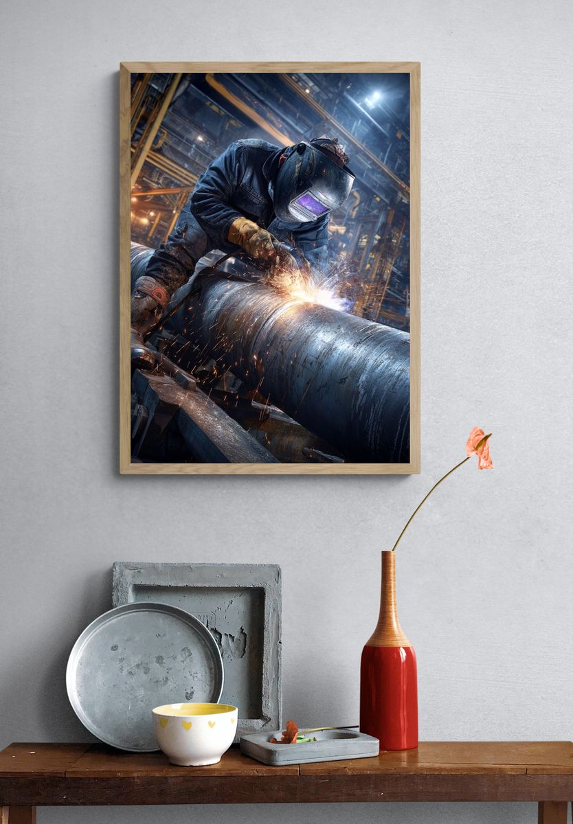 Industrial Welder Action Poster. — room view 3