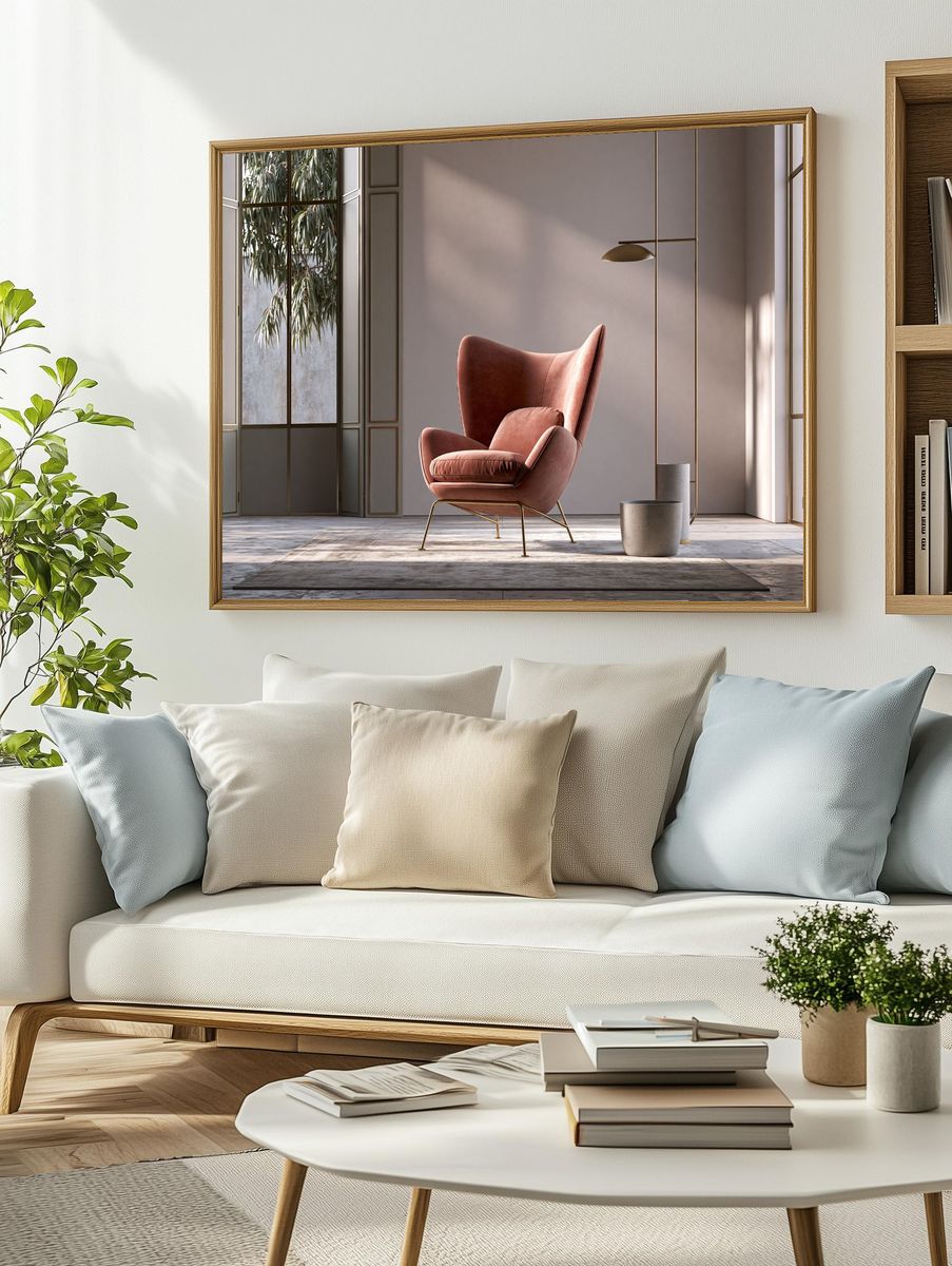 Modern Lounge Chair Interior Print. — room view 2