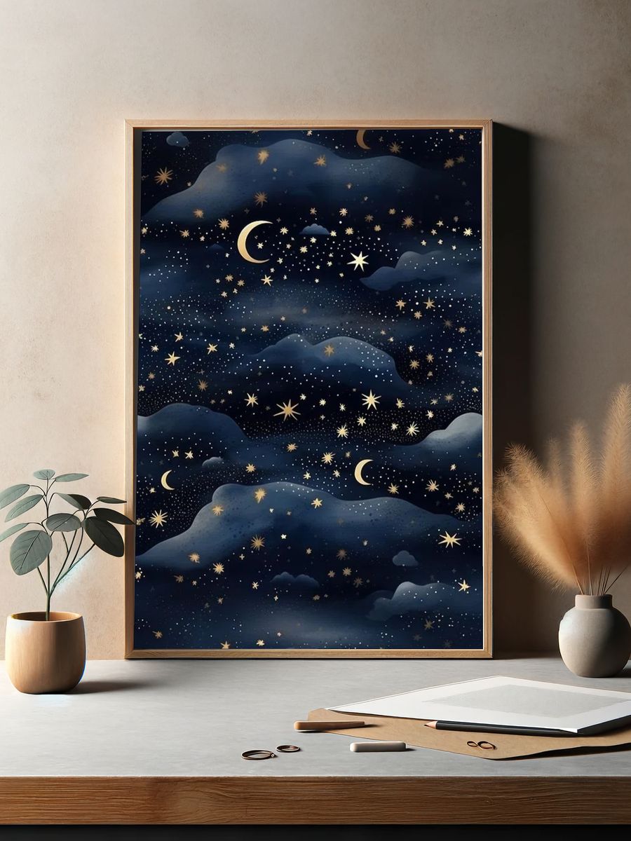 Starry Night Sky — Illustration Print. — room view 2