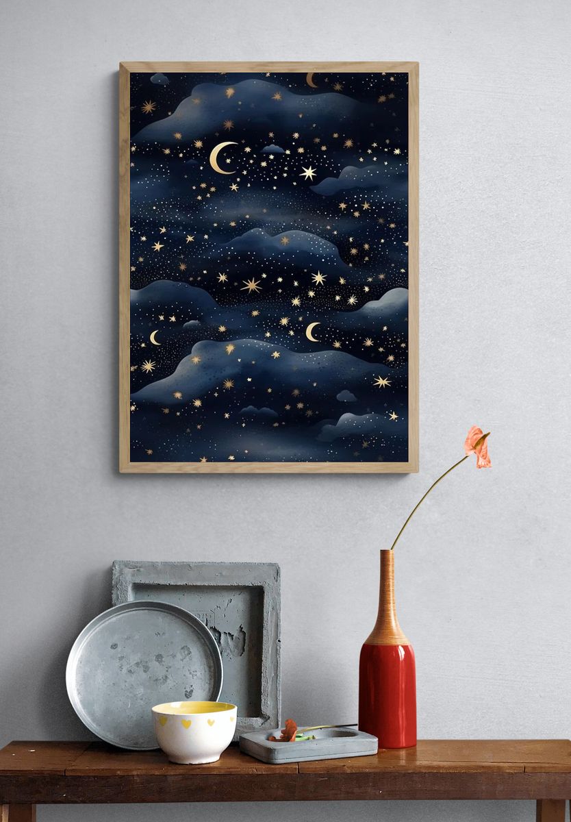 Starry Night Sky — Illustration Print. — room view 3
