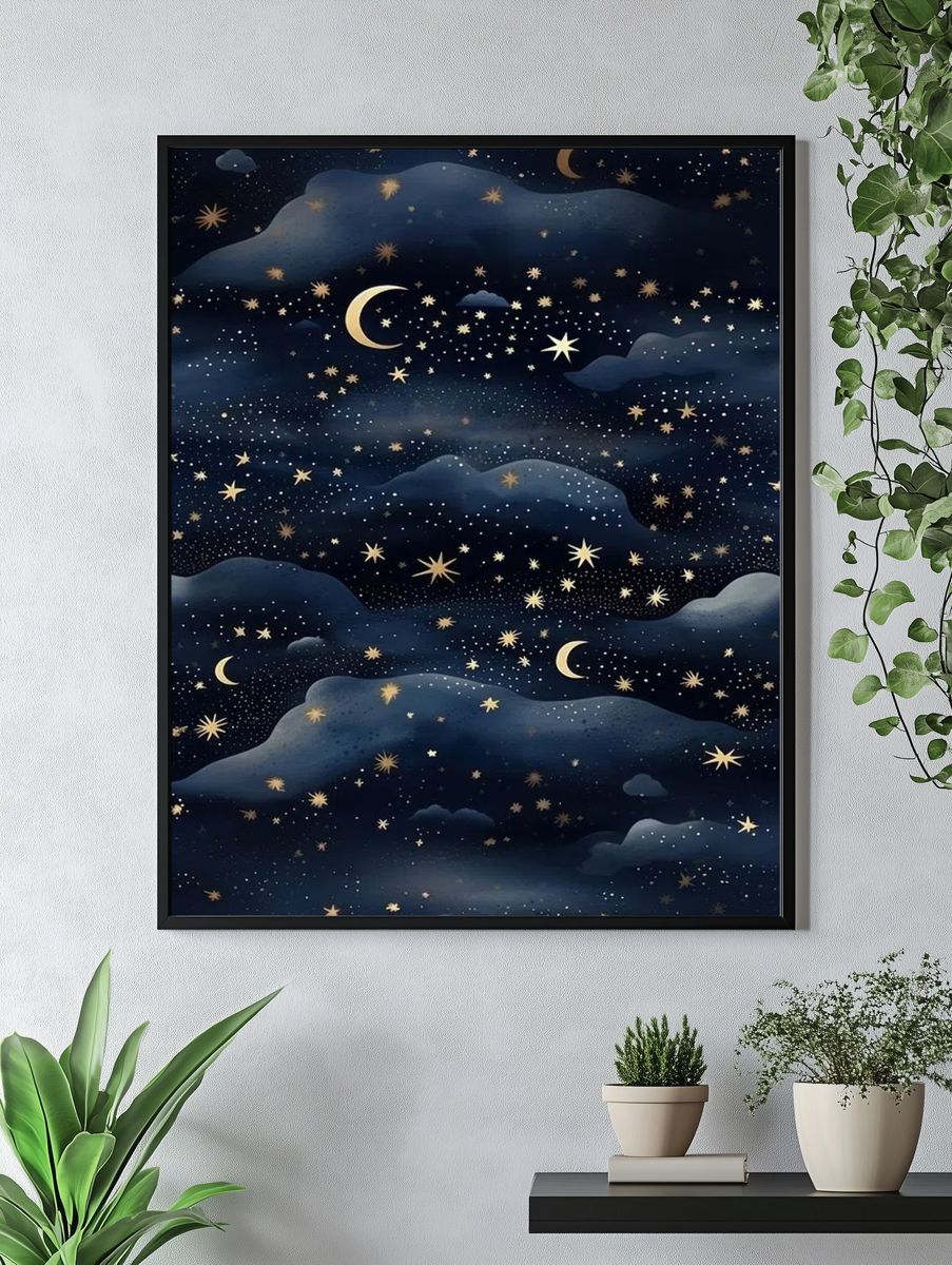 Starry Night Sky — Illustration Print. — room view 4