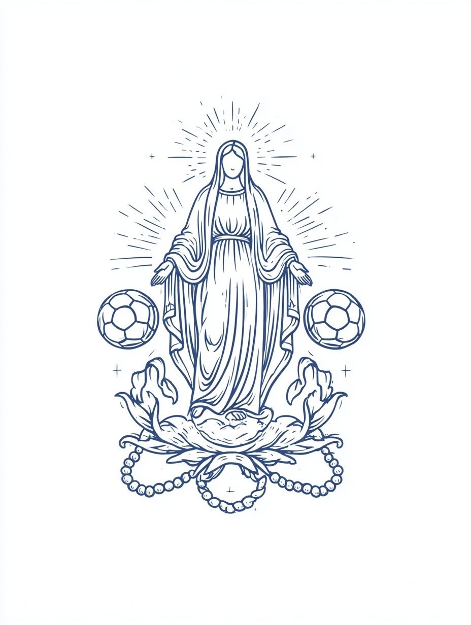 Soccer Virgin Mary — Illustration Print. poster detail