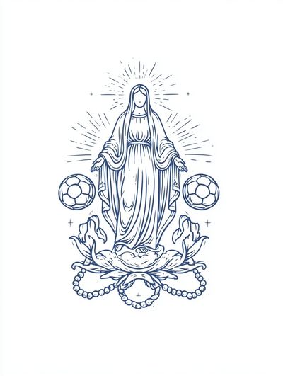 Soccer Virgin Mary — Illustration Print. poster
