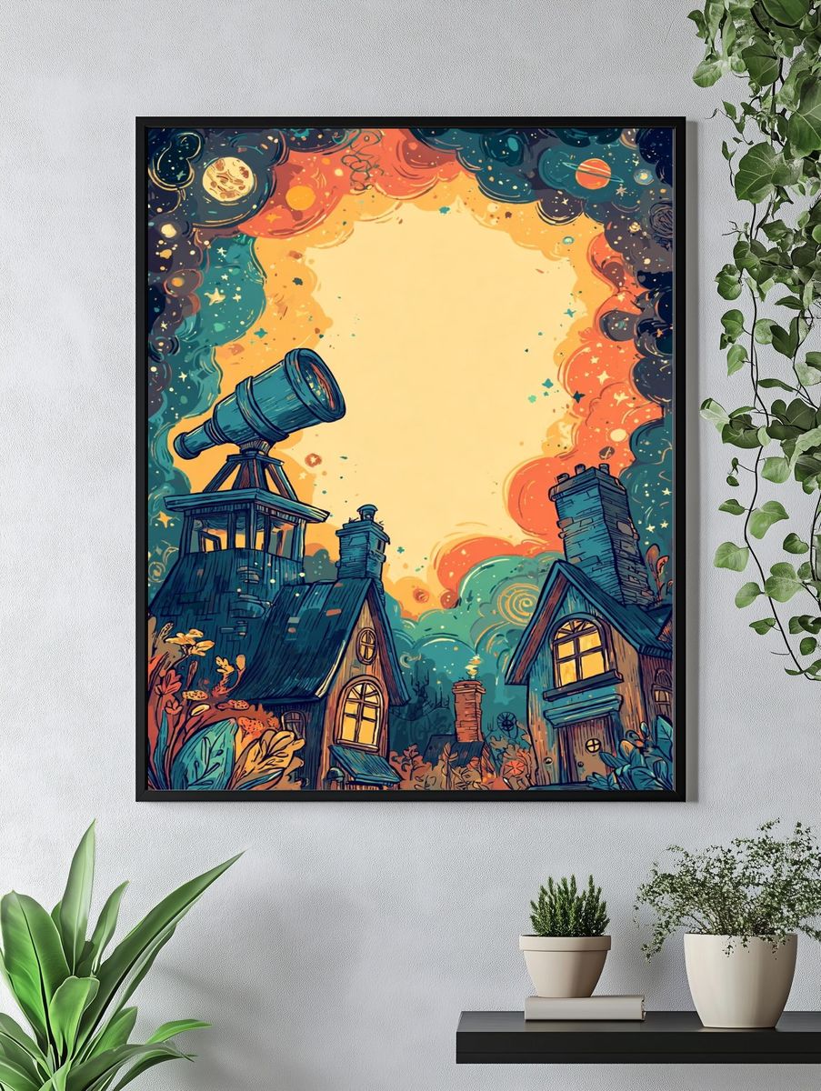 Telescope Under the Stars — Illustration Print. — room view 4