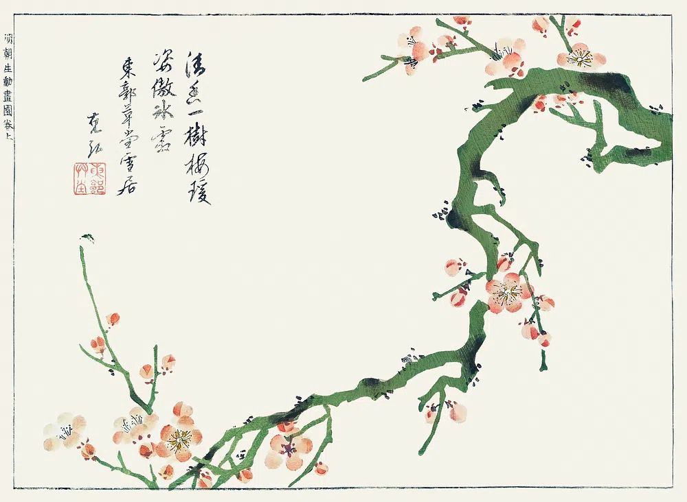 Cherry Blossom Branch — Japanese Art Print. poster — fine-art art