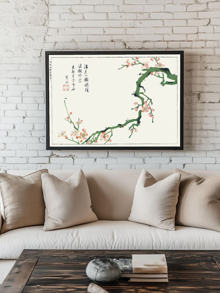 Cherry Blossom Branch — Japanese Art Print. — room view 1