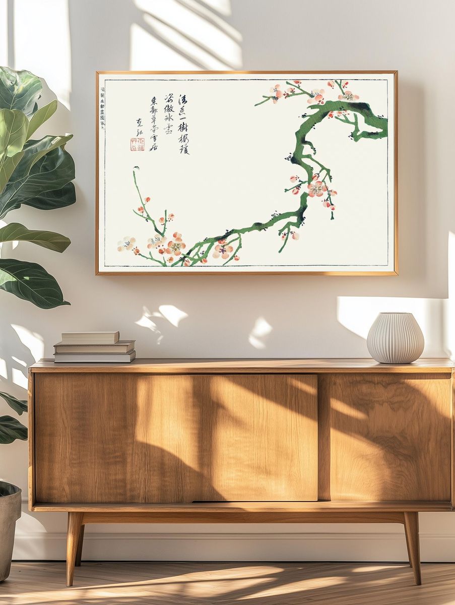 Cherry Blossom Branch — Japanese Art Print. — room view 3